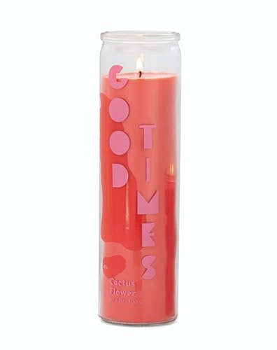 Paddywax Scented Candles Spark Collection Colourful Wax Candle in Clear Glass, 300g, Cactus Flower