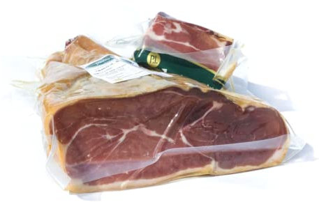 Jambon cru désossé. Jambon cru Serrano. Jambon serrano désossé emballé sous vide. Jambon désossé avec support à jambon. Jambon Serrano de 900 grs. 15-18 mois de maturation. Jambons désossés.