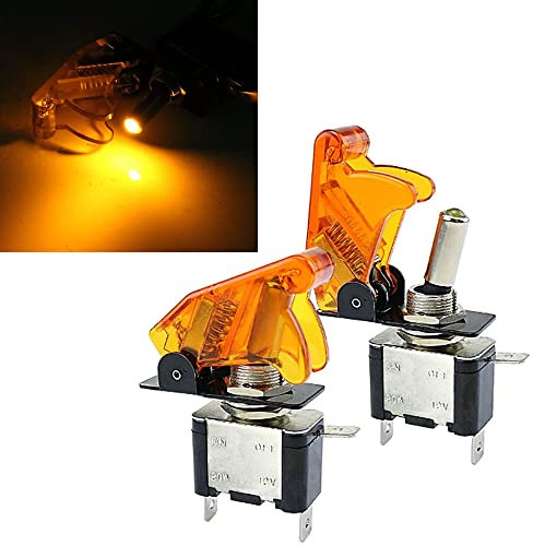 2 Pezzi Interruttore on/off, AERONAUTICO Switch Tuning per Auto Moto Arancione con LED Arancione, Sicura, 20A 12V, 38x16x65mm