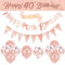 DEARLIVES 14 Pieces 40th Happy Birthday Decorations,Rose Gold Party Supplies Including Banners Straps Triangle Flag Bunting Confetti Latex Balloons (40th Birthday)