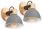 iDEGU 2 Stücke Wandleuchten Innen Vintage Wandlampe aus Holz und Eisen Industrie Design Lampe Retro Wandstrahler Verstellbare Deckenleuchte Wandspot Wohnzimmer Schlafzimmer Küche (Grau)