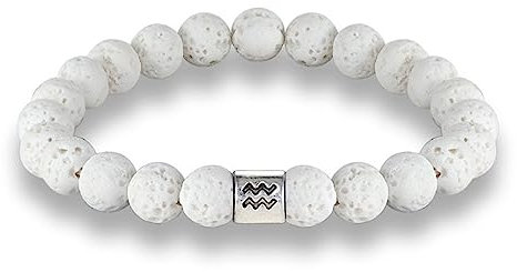 Wassermann-Sternzeichen-Armband – 12 Sternzeichen-Sternbild-Anhänger, 8 Mm Perlen-Armbänder, Handgefertigte Vintage-Perlen Aus Weißen Lavasteinen, Elastische Armreifen Für Damen, Schmuck, Gesche
