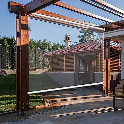 FENGSHOUU Transparente wasserdichte PVC Rollo,Wärmeisoliert,Staubdicht,Rollos für den Garten im Freien,Wetterfest,ohne den Genuss der Außenlandschaft zu beeinträchtigen,Breite x Höhe (105x120cm)
