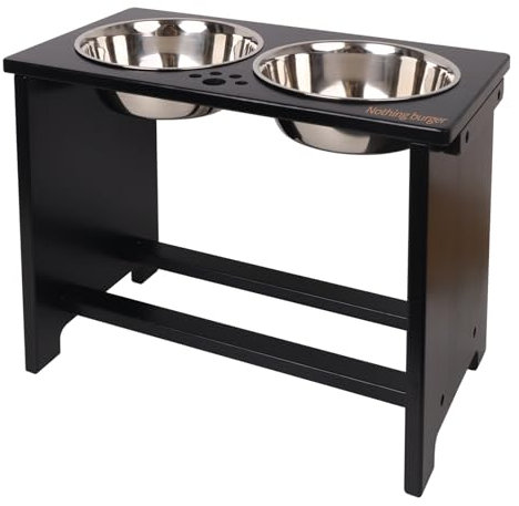 Raised Dog Bowls for Large Dogs, Dog Bowls With Stand Non-Spill, Dog Bowl Stand Large with 2 Stainless Steel Bowls by Nothing burger(Black)