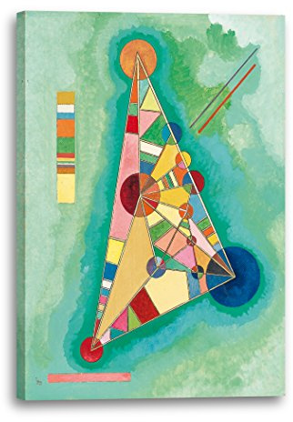 Printed Paintings Leinwandbild (30x40cm) Wassily Kandinsky: Bunt im Dreieck (1927), Leinwand auf Keilrahmen gespannt und fertig zum Aufhängen, hochwertiger Kunstdruck aus deutscher Produktion