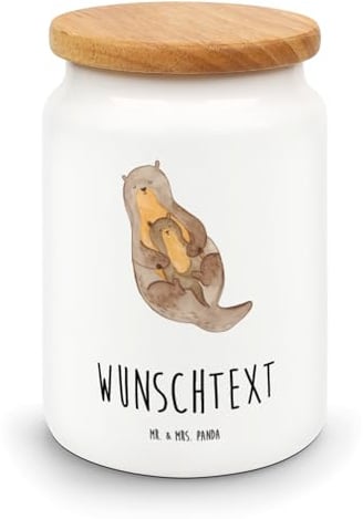 Mr. & Mrs. Panda Dose personalisiert Otter Kind - Personalisierte Geschenke, Keksdose, Geburt, Personalisierbare, Mama, Teedose, Familie, Baby, Kaffeedose, Vorratsdose, Mutter