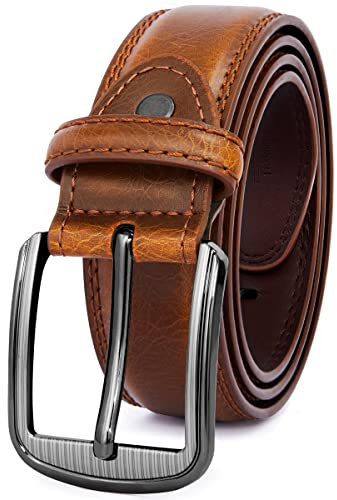 GSG SINCE 1998 Klassischer Ledergürtel für Herren - 37mm breit Gürtel Herren Leder Für Business und formelle Anlässe Gürtel für Männer Ledergürtel in Geschenkbox Braun 40-44 inch