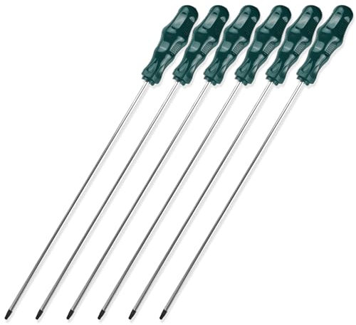 TOATELU 6 Stück Langes Torx-Schraubendreher: Schraubendreher Magnetisch, Lange Sternschraubendreher Klingenlänge 400mm, Schraubenzieher Set mit Kunststoff Griff(T15,T20,T25,T27,T30,T40)