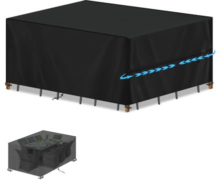 SIMPHAUS Abdeckplane für Gartentische Terrassenmöbel Abdeckung Wetterfest Schutzhülle Gartentisch Plane Gartenmöbel Wasserdicht Tisch Abdeckung Winddicht 420D Oxford Gewebe 190x125x75cm