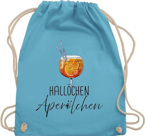 Turnbeutel Rucksack - Karneval & Fasching - Taschen - Hallöchen Aperölchen I Aperol Spritz Mädelsabend I Aperol Spritz Geschenk - Unisize - Hellblau - beutel festival karnevalsbeutel faschings