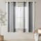 EMEMA Vorhänge mit Ösen Kurz Voile Gardinen Grau-Weiss Streifen Moderner Wohnzimmer 2er Set Stores Schals mit Ösenschal Halbtransparent Dekorieren Schlafzimmer Vorhang 140x175cm