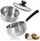 1.5 QT Stainless Steel Saucepan- Non Stick Sauce Pan with Steamer & Glass Lid for Cooking Steaming Vegetables, Soups, Stews with Stay-Cool Bakelite Handle Multipurpose Cooking Pots for All Cooktops