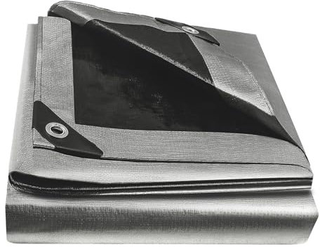 EPFHR Tarpaulin Waterproof Heavy Duty 3m x 5m 180GSM Silver/Black Tarp Sheet Cover Every 50cm with Eyelets for Garden Furniture Roofing Gazebo Side Panels Firewood Ground Caravan Car Multipurpose