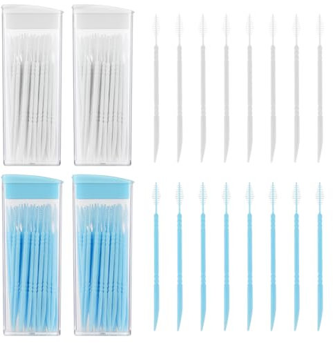 200 Piezas De Plástico De Doble Cabeza Hilo Dental Palillos Interdentales Cepillo Palillos De Dientes Herramienta De Limpieza De Dientes Palillos De Dientes Dentales Portátiles para El Cuidado Bucal