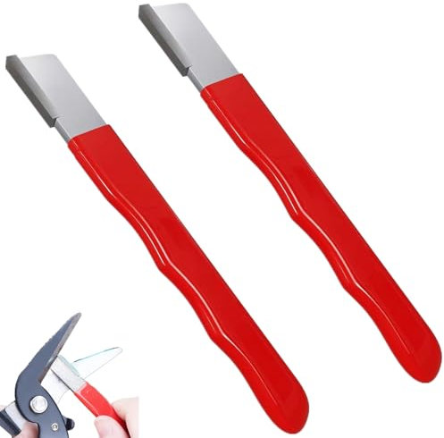 JLEivvi 2 Pcs Scissor Sharpener Pruning Tool Sharpener, Garden Tool Sharpener Fruit Cutter Sharpener Compact Portable Scissors Sharpener Carbide Blade Sharpening Tool for Home Garden Outdoor,Red