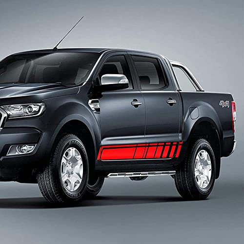 TTTao Karosserie Aufkleber Aufkleber,für Ford F150 Raptor Ranger T6 T7,Autotür Seitenschweller Sticker Außen Zubehör,C-Red
