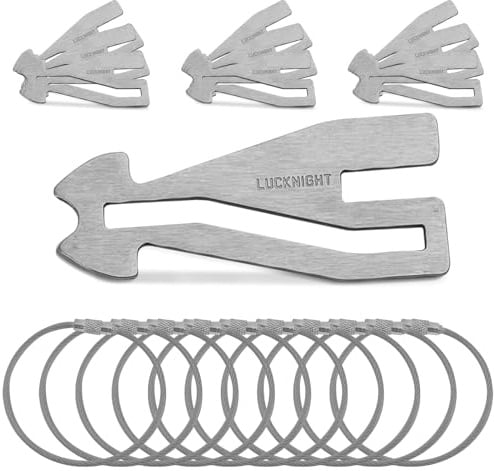 LUCKNIGHT Chiave Carrello Spesa Rimovibile, 10 Pezzi Moneta Carrello Spesa in Acciaio Inox Chip per Carrello Della Spesa Gettone Carrello Spesa, con Portachiavi, Gadget Pratici del Carrello