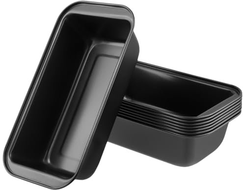 MAKTSAM Set of 8 2lb Loaf Tins, 25 x 13 x 6 cm Non Stick Bread Baking Tin, Rectangle Carbon Steel Bread Pan for Baking Cakes, Loafs, Toast Bread, Black