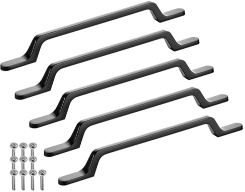 SOTECH 5 x Möbelgriffe BLACKLINE IV BA 160 mm schwarz matt | (Länge 226 mm, Breite 12 mm, Höhe 26 mm) Design Aluminium Kommodengriff