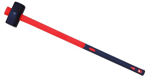 Bricoloco Large Mason Hammer Mallet for Breaking and Demolishing Stone and Concrete for Construction - Highly Durable and Weather Resistant Fiberglass Anti-Vibration Handle (4 kg - Handle 90 cm)