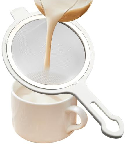 Duroecsain Colador de alimentos, colador de cocina, colador de malla fina de acero inoxidable, colador de pasta, colador de jugo para té suelto, colador de metal pequeño, multifuncional para uso