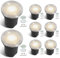 Fiqops 8pcs Projecteur orientable encastré IP67 avec LED GU10 3W blanc neutre remplaçable,Spot de sol pivotant avec lentilles de rechange Argent ronde,Éclairage extérieur pour jardin 230V