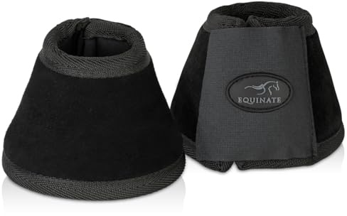 Equinate Hufglocken Fargo mit Wildleder überzogen S Schwarz - Robuste und stoßdämpfende Springglocken - Hufschutz für Training und Turniere - 2er Set