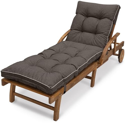 Spatium Liegenauflage, Auflage für Gartenliege, 100% abnehmbar Bezug wasserdicht, UV-beständig, Patent - wasserdichte Steppung, 11 Farben (200x60cm, Braun)