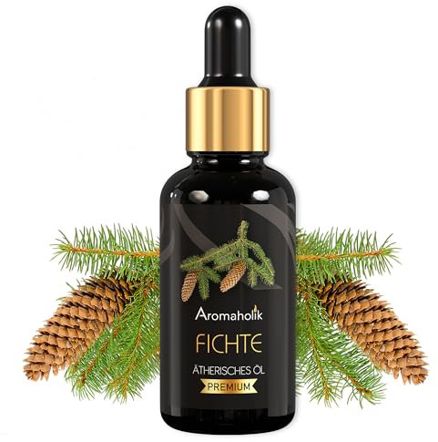 Aromaholik Fichtennadelöl BIO 100% naturrein – Ätherische Öle für Diffuser & Aroma Diffuser – Zertifiziertes ätherisches Öl aus Indien – Spruce Essential Oils 30ml für Sauna & Massage