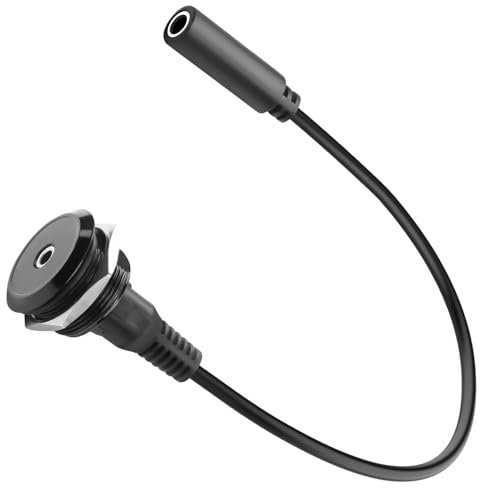 QIANRENON TRRS 3,5mm Gewinde Feste Montage Audio Anschluss Kurzes Kabel 4 Polig TRRS 1/8 Buchse auf Buchse Bulkhead Mount Kopfhörer Adapter, für Erweiterung CTIA Stereo + Mikrofone Port, 25cm/9.8in