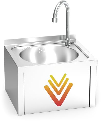 Handwaschbecken aus Edelstahl, Wandmontage, Femorensteuerung, verdeckter Schieber, 250 x 300 x 250 mm
