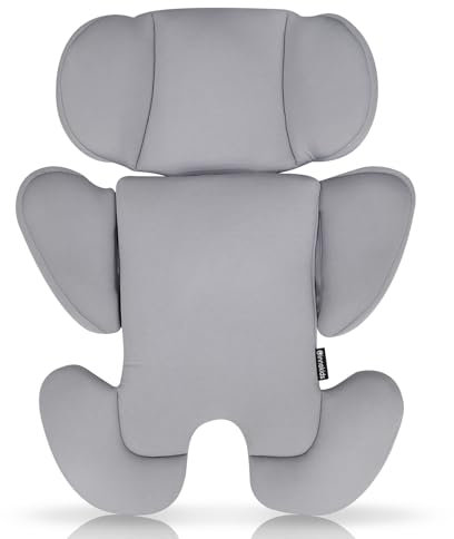 Innokids Baby-Kindersitz-Einsatz, Baby-Kopf-Körperstützen für Neugeborene, weich und gepolstert, abnehmbare Kopf- und Seitenstütze für Autositze, Kinderwagen, Schaukeln (Hellgrau)