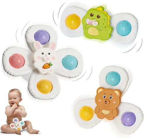 Saijer Bambini Ventosa Spinner Giocattoli, 3Pcs Fidget Spinner per il Bagnetto Giocattoli Sensoriali per Bambini Regali di Compleanno per Ragazzi e Ragazze Sollievo dall'Ansia Regali