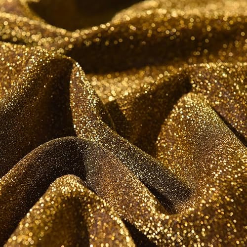 WANYI Tüllstoff Meterware 3M x 1.5M Glitzerstoff Glitzer Stoffe zum Nähen Dekostoff Hintergrund für DIY Bekleidung Fotowand Dekoration(Gold)