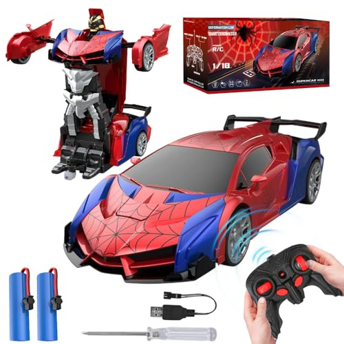 PLLYPE 2-in-1 Ferngesteuertes Auto, 1:18 Spider Spielzeugauto Deformierbar, 2.4GHz Transformation Roboter Spider RC Auto, mit Fernbedienung, Weihnachten