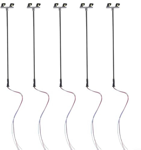 5 Stück Modelleisenbahnleuchten Twin LED Flutlicht-Set für 1 76 Maßstab 0,5 mm 0,5 m Zug Landschaft Dekoration