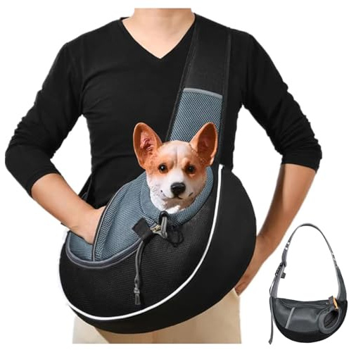 Tragtuch Klein Hund Tragetasche, Hundetragtuch Mit Verstellbarem Riemen, Hundetragetasche bis 5kg Hundetasche, Hundetragebeutel Mesh Hundetrage Outdoor Katzentrage Kleintiere Hundetragetuch Reise