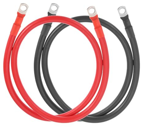 sourcing map 2 PCS 4 AWG Gauge Battery Cable Wire 3FT 5/16 Red Black | Positive and Negative Copper,Alternator Connector Extender,with SC Terminals,for Car RV Golf Cart Marine