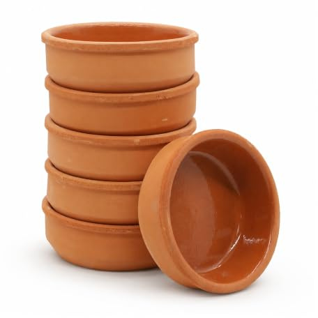NORDIC SCHILLER Tonschüsseln, 250ml, 6er-Set, Handgefertigtes Terrakotta-Kochgeschirr, Braune Glasierte Tonschale für Ofengerichte Sütlaç und Güveç, Ideal für Servieren und Kochen