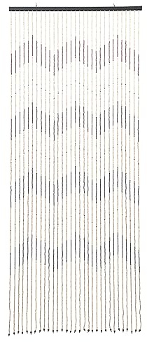 Beaded Bamboo Wooden Door Curtain, 31 Strands 0.9*2.2m Hanging Waves Summer Blind Fly Curtain Screen, Handcrafted Bamboo Beaded Door Curtain, Brown and Beige, for Doors Windows Hallway Bedroom