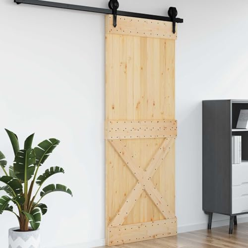 NARVIK Porte intérieure en pin massif naturel 90 x 210 cm avec structure claire et design minimaliste pour appartement, bureau et couloir, montage facile, peu encombrant, aspect bois naturel