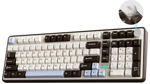 YUNZII B98 PRO QMK/VIA Gaming-Tastatur (Kaffeebraun, Candy Linear Switch) | 96% Kabellose Mechanische Tastatur mit Nummernblock Niedlichem Katzenknopf, BT/2,4 G/USB-C, Hot-Swap Tastatur Individuelle
