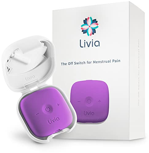 Livia Menstrual Pain Relief Device, Purple - Period Pain Off Switch - Portable and Travel-Ready with Stick-on Gel Pads for Cramps - Rechargeable, 12-Hour Battery Life - Complete Kit