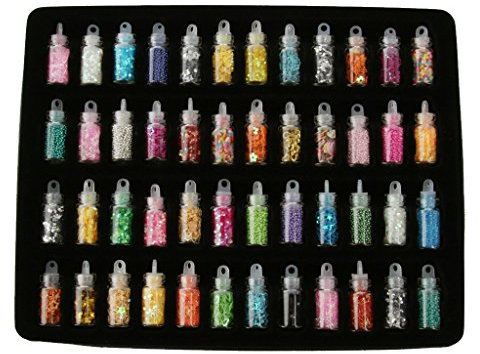 48 Mini Bottles Set Nail Art Glitter Powder Dust Beads Sequins Manicure Tips Decoration