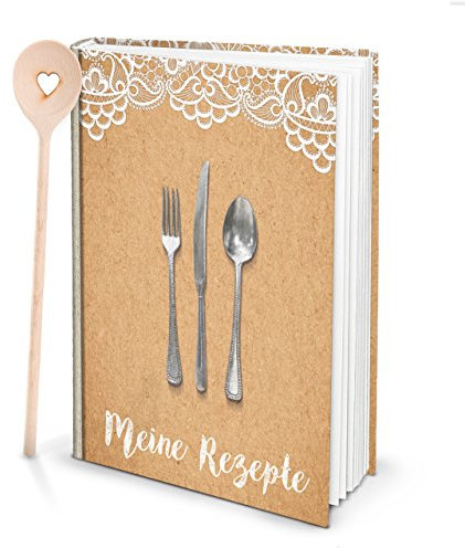 Logbuch-Verlag Rezeptbuch groß zum Selberschreiben mit Kochlöffel als Geschenk für alle Feste DIN A4