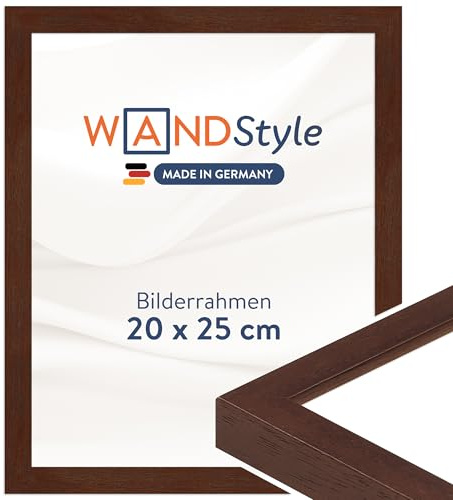 WANDStyle Bilderrahmen 20x25 Nussbaum, moderner Bilderrahmen Holz 20x25 cm | Hochwertiger Holzbilderrahmen, Posterrahmen zum Aufhängen, Rahmen 25x20 cm, Fotorahmen H950 - Made in Germany