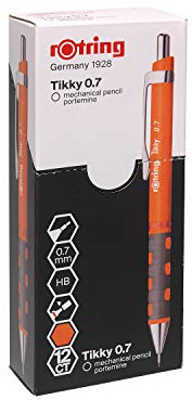 rOtring Tikky Mechanical Pencils | HB 0.7 mm Lead | Neon Orange | Box of 12