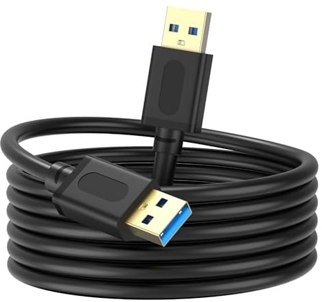 Jelly Tang USB 3.0 Male to Male Cable 5M,USB to USB Cable with Gold-Plated Connector for Hard Drive Enclosures, DVD Player, Laptop Cooler(15Ft/5M)