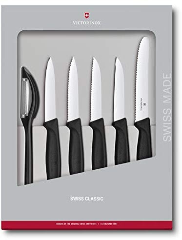 Victorinox Swiss Classic Set of Paring Knives, Set of 6, Extra Sharp Blade, Robust Plastic Handle, Stainless, Swiss-Made