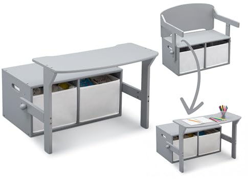 Delta Children MySize Kids Convertible Activity Bench - Greenguard Gold Certified, Grey